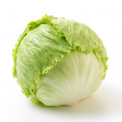 Fototapeta premium Iceberg lettuce head crisp green fresh vegetable isolated studio shot