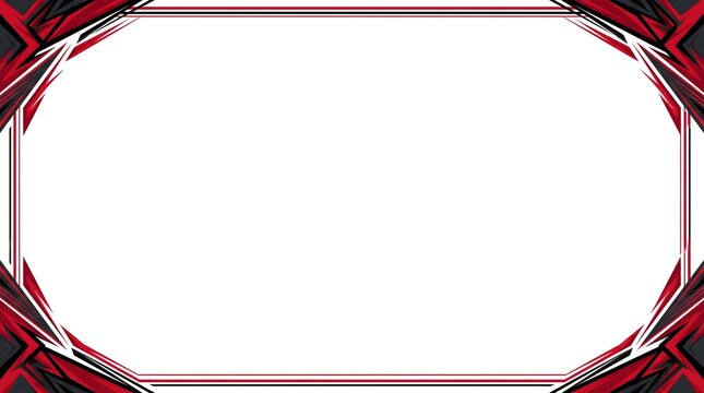 Angular red and black geometric border frame on white background with geometric abstract rectangle corporate