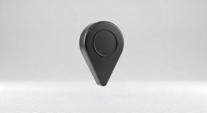 3D black map pointer icon isolated on white background