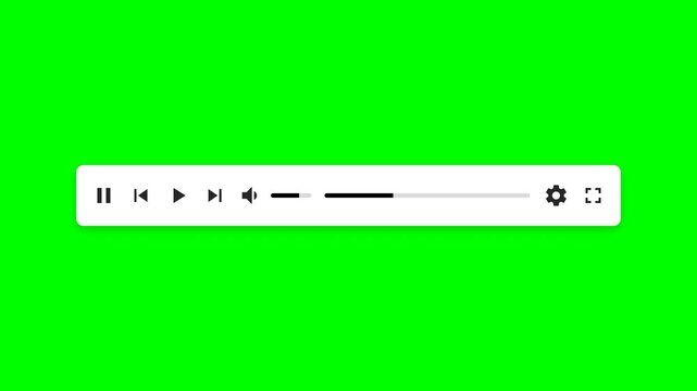 Multimedia Player Interface Element with Volume and Settings Motion Graphic on Green Screen