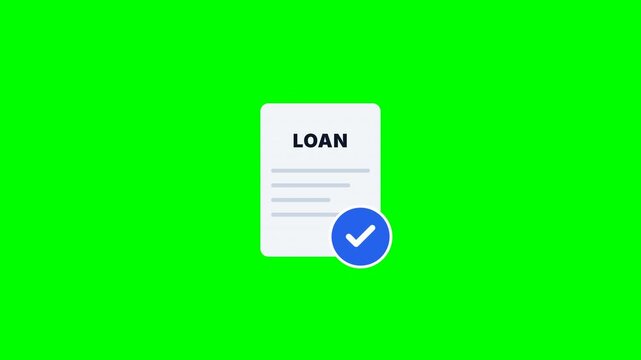 Loan Agreement Document Approved with Green Checkmark Animation on Green Screen