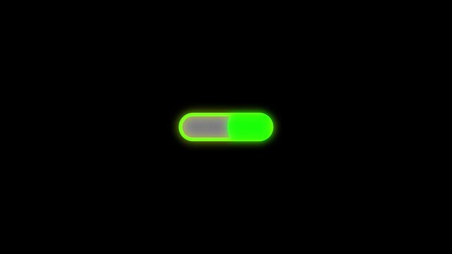 Toggle switch animation clicks with an active cursor pointer. System control state settings adjust on the toggle switch. Digital option selection uses toggle switch.