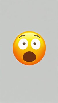 Emoji blinking repeated vertical view then turning worried, isolated face and clean background for negative feedback, concern reaction, customer rating, mood survey, and communication media use