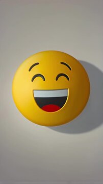 Emoji changing expression vertical view with surprised face, minimal background and soft shadow for conversation reaction, chat response, social feedback, message tone, and communication media