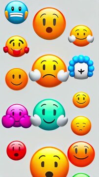 Emoji expressions change rhythmically like reaction meter, feedback dashboard, mood tracking interface, social sentiment chart, app rating response, user survey, mobile engagement, and online polls.