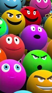 Emoji crowd shifts emotions with mischievous faces and mixed reactions, social media mood, online sentiment, conflict reaction, audience behavior, viral debate, and expressive chat communication.