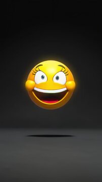 Emoji face jumping close-up from shock to laughter, supporting reaction stickers, social media humor, surprise response, chat messaging, meme sharing, online engagement, and entertainment app media.