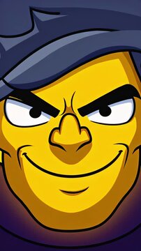 Emoji face morphing close-up from anger to grin, reaction stickers, social media humor, mood change messaging, conflict response, animated captions, online comments, entertainment app media.