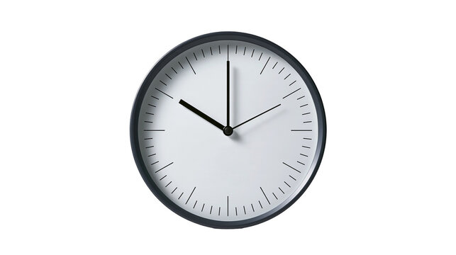 Minimalist round wall clock with black frame and white face