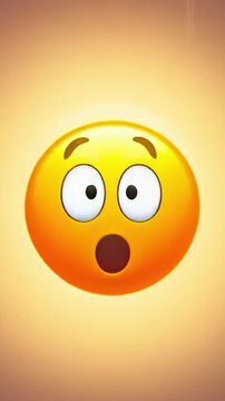 Emoji face reacting close-up to surprising message, supporting reaction stickers, chat alerts, social media feedback, online comments, user sentiment, mobile communication, entertainment app media.