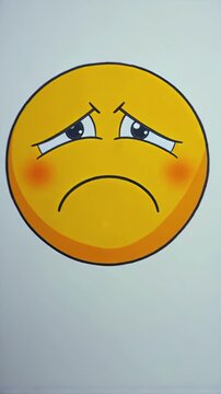 Emoji face reacting vertical view with exaggerated jaw drop, radial stress lines and shocked expression for urgent alert, panic reaction, user feedback, warning message, notification cue, app media