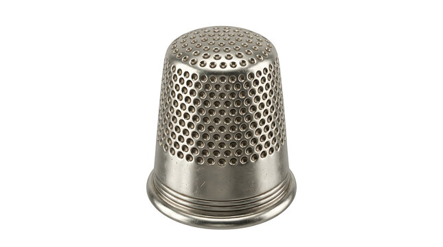 Silver Metal Sewing Thimble Isolated on a Clean White Background for Tailoring and Crafting Projects
