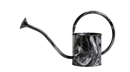 Black and white marble pattern metal watering can with long spout and handle © Natalia