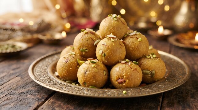 Besan Laddu Image: Traditional Indian Sweet for Diwali and Festivals
