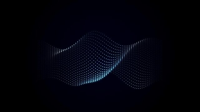 Glowing Blue Digital Particle Wave Abstract Technology Soundwave Loop