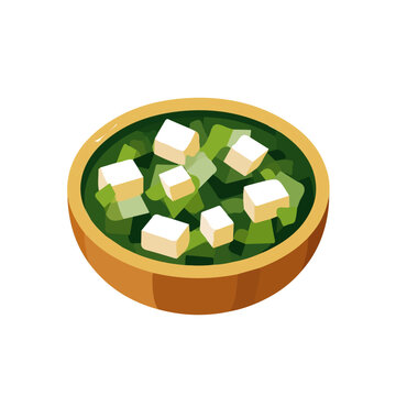 Flat-design 2D vector artwork of a Saag Paneer, styled as an icon and isolated against white background