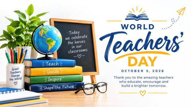 Happy Teachers Day Retro Typography Design with School Blackboard and Thank You Message