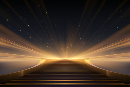 Gold stairs with light effects