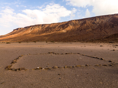Mosque made of stones in the desert, Obock Region, Khor angar, Djibouti