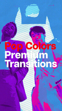 Premium Transitions Pop Colors 9 Variations VERTICAL &ndash; Colorful Pop Art Transitions, Vibrant Wipes, Bold Color Reveals and Dynamic Creative Effects for Professional Video Editing and Motion Graphics