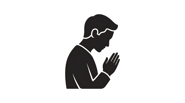 Black silhouette of a man praying