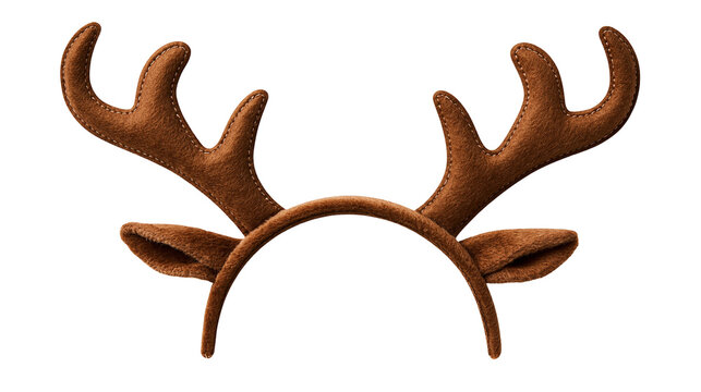 Brown felt reindeer antler headband with stitched details