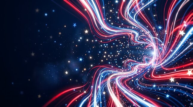 Abstract red and blue light trails background for a modern digital veterans day celebration graphic design project