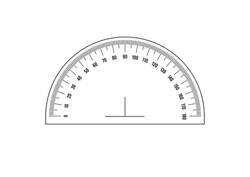 Precision protractor measuring 90-degree angle on white background for technical diagrams