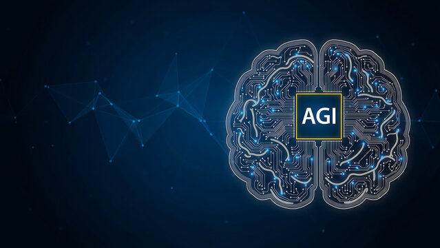 Artificial General Intelligence AGI Concept &ndash; Futuristic AI Technology Background with Copy Space