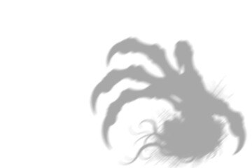 A dark scary shadow of a monster claw hand reaching out for someone in the night presented as an isolated isolated on transparent background © AHAMMED