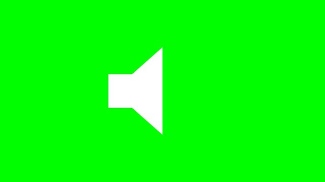 Speaker Volume Unmute to Mute Icon Animation on Green Screen Background