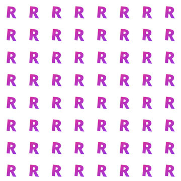 Seamless letter R pattern with purple and pink gradient on white