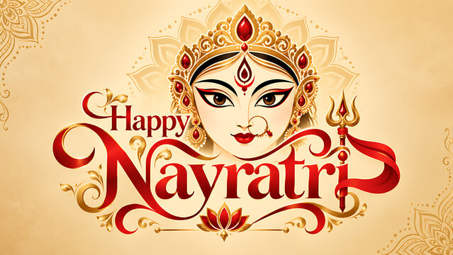 Beautiful Goddess Durga Maa Bhavani Jagadamba Divine Artwork for Navratri Festival Navadurga and Durga Puja Celebration