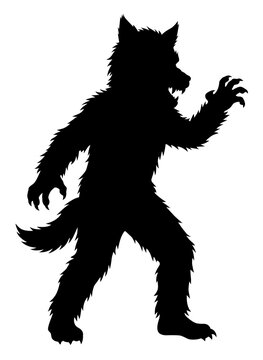 Little boy werewolf costume silhouette. Cartoon illustration