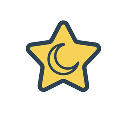 Yellow star with crescent moon icon © yasdif