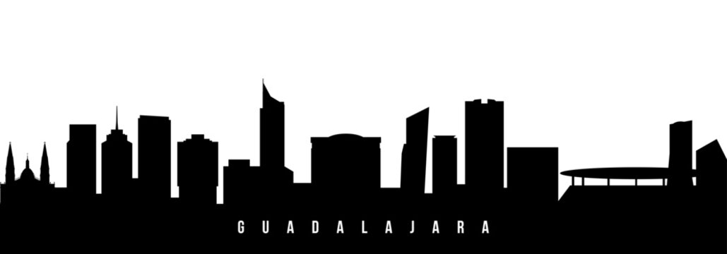 Vector silhouette illustration of Guadalajara urban skyline. Modern minimalist cityscape graphic, perfect for travel, banners or backgrounds