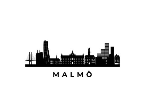 Vector Malmo skyline. Travel Malmo famous landmarks. Business and tourism concept for presentation, banner, web site.
