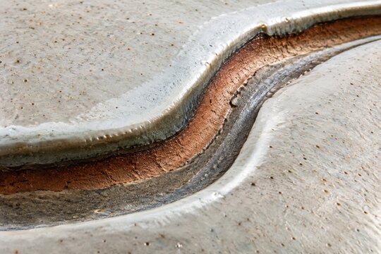 Wavy layered edge of a pale ceramic surface