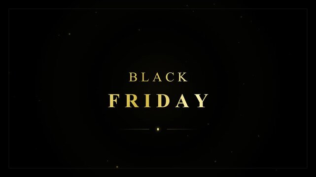 Black Friday Gold Text Animation with Floating Particles