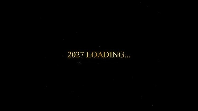 2027 Loading Gold Text Animation on Black Background