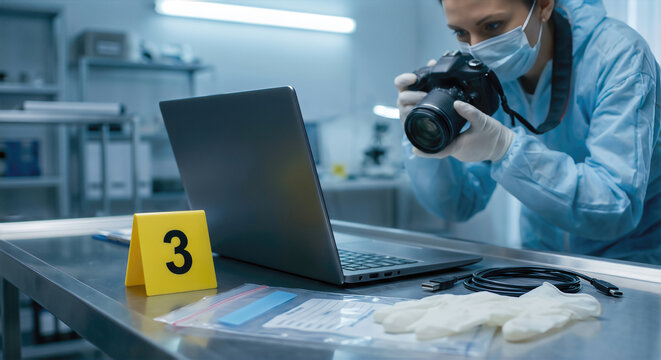 Laptop Crime Scene Evidence Documentation for Digital Forensics