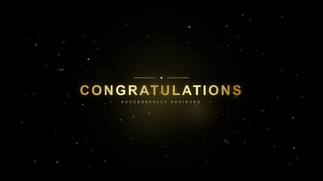 Gold Congratulations Text Animation with Floating Particles
