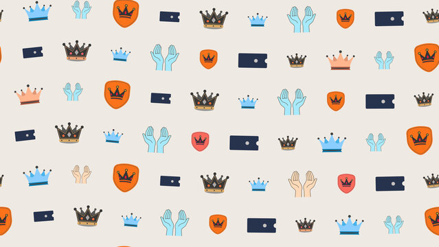Pattern of Crowns, Shields, Hands, and Rectangles