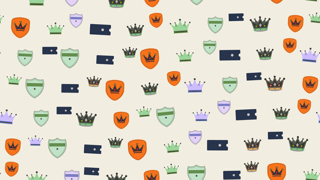 Pattern of Crowns, Shields, and Tickets