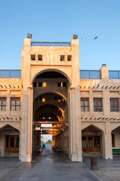Doha, Qatar - September 18, 2026: Souq Waqif in Doha, Qatar, showcasing its traditional Qatari architecture, narrow pathways, heritage buildings, shops, and vibrant atmosphere. 