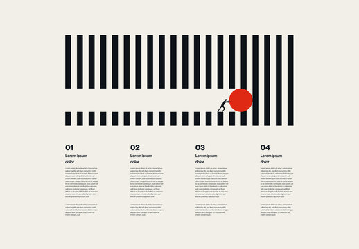 Business Strategy and Process Infographic Template with Minimal Design Illustration