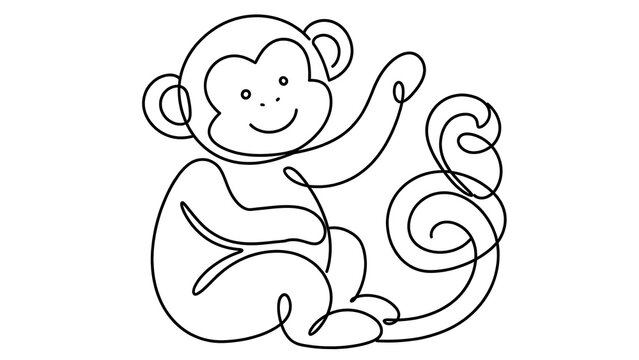 Smiling Monkey Sitting white background.