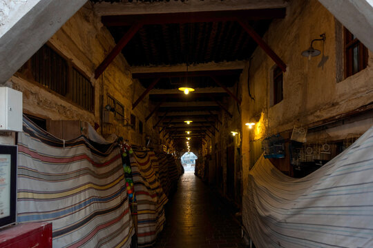 Doha, Qatar - September 18, 2026: Souq Waqif in Doha, Qatar, showcasing its traditional Qatari architecture, narrow pathways, heritage buildings, shops, and vibrant atmosphere. 