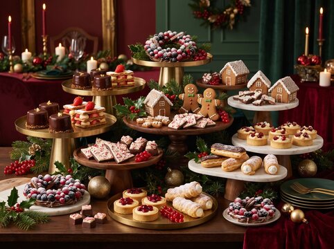 christmas cakes on a tray