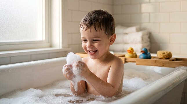 child bath time bubble play indoor joy  
